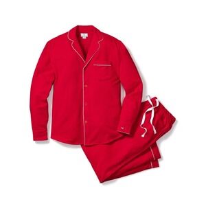 Petite Plume Men's Cotton Flannel Pajama Set in Red Size Large